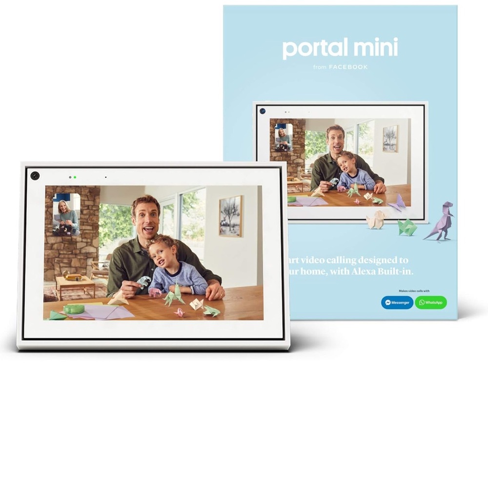 Facebook Portal Mini - Smart Video Calling 8” Touch Screen with Alexa - White